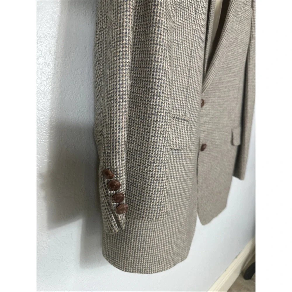 Stafford Executive Mens 42R Gray Taupe Tweed Wool Linen Silk Classic Sport Coat